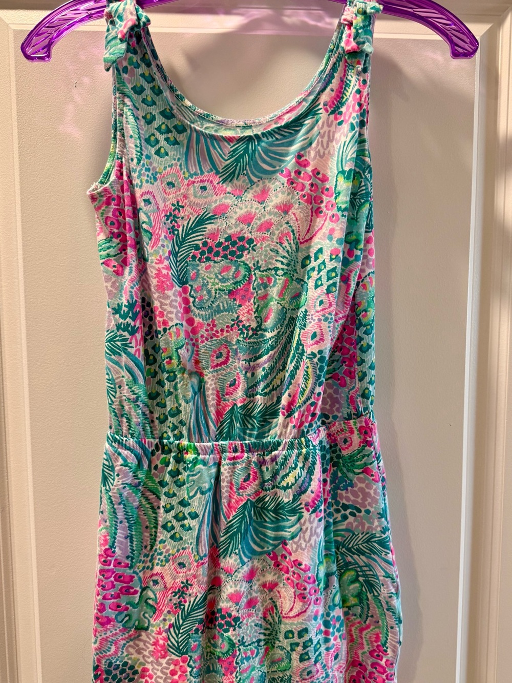 Lilly Pulitzer Pink & Teal Tropical Print Romper